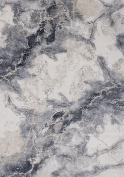 5' X 8' Blue And Cream Abstract Area Rug