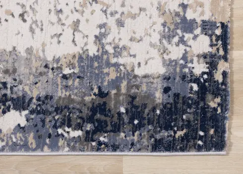 7' X 10' Blue And Beige Abstract Area Rug