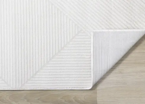 8' X 11' Cream And White Geometric Area Rug