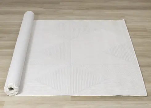 8' X 11' Cream And White Geometric Area Rug