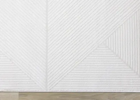 8' X 11' Cream And White Geometric Area Rug