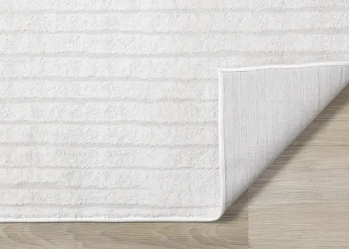 7' X 10' Cream And White Striped Area Rug