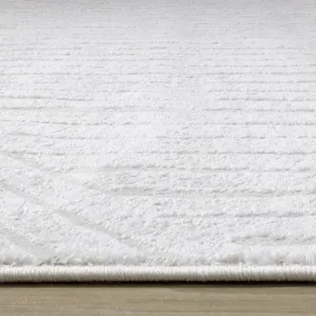 7' X 10' Cream And White Striped Area Rug