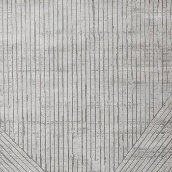 5' X 8' Gray And Off White Striped Area Rug