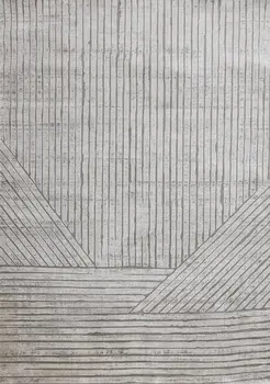 5' X 8' Gray And Off White Striped Area Rug