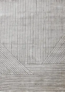5' X 8' Gray And Off White Striped Area Rug