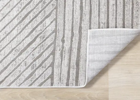 5' X 8' Gray And Off White Striped Area Rug