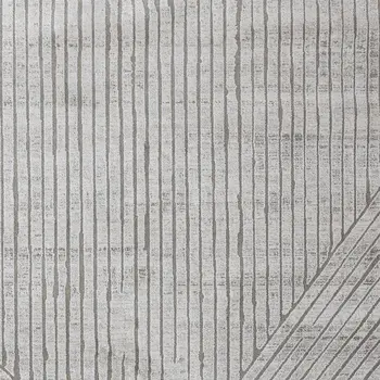 7' X 10' Gray And Off White Striped Area Rug