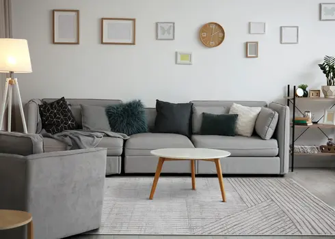 7' X 10' Gray And Off White Striped Area Rug