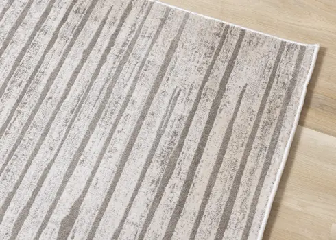 7' X 10' Gray And Off White Striped Area Rug