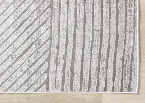 7' X 10' Gray And Off White Striped Area Rug