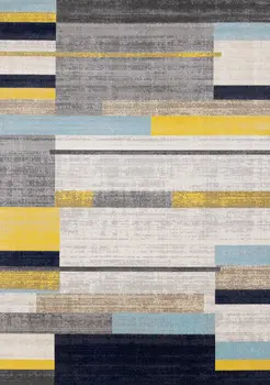 5' X 8' Gray And Yellow Geometric Area Rug