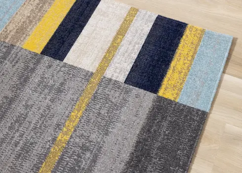 5' X 8' Gray And Yellow Geometric Area Rug