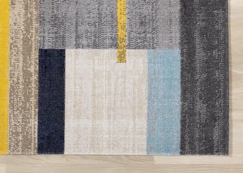 5' X 8' Gray And Yellow Geometric Area Rug