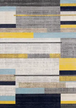 8' X 11' Gray And Yellow Geometric Area Rug