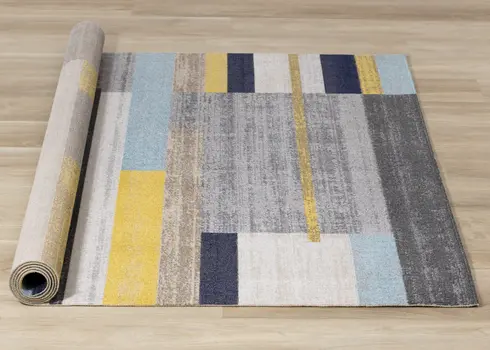 8' X 11' Gray And Yellow Geometric Area Rug