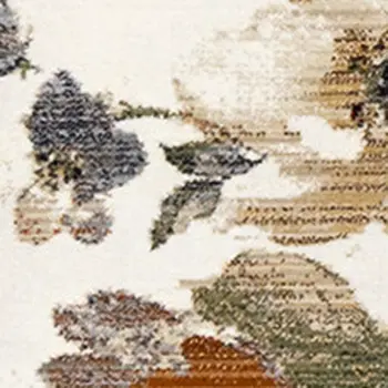 5' X 8' Cream And Blue Botanical Leaves Area Rug