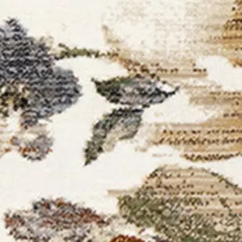 8' X 10' Cream And Blue Botanical Leaves Area Rug