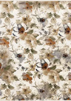 8' X 10' Cream And Blue Botanical Leaves Area Rug