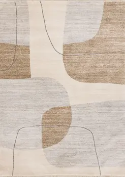 5' X 8' Cream And Brown Geometric Area Rug