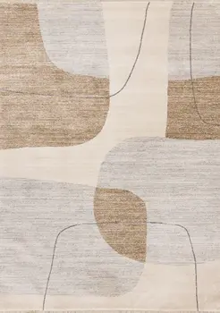 5' X 8' Cream And Brown Geometric Area Rug