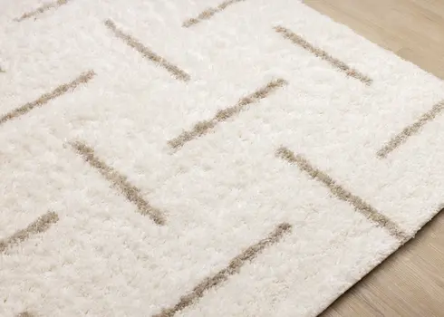 8' X 11' Cream And Beige Striped Area Rug