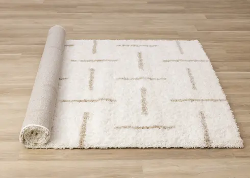 8' X 11' Cream And Beige Striped Area Rug