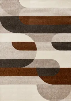 5' X 8' Cream And Red Geometric Area Rug
