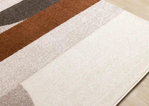 5' X 8' Cream And Red Geometric Area Rug