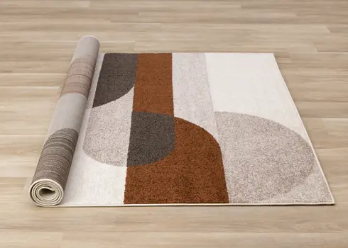 5' X 8' Cream And Red Geometric Area Rug