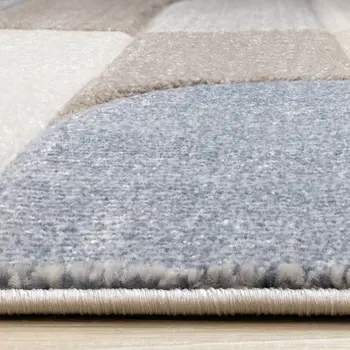 5' X 8' Blue And Cream Geometric Area Rug