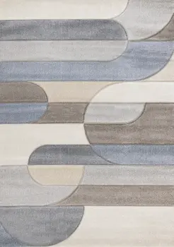 8' X 11' Blue And Cream Geometric Area Rug