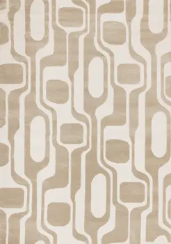 5' X 8' Cream And Beige Geometric Area Rug