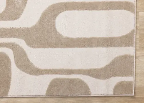 5' X 8' Cream And Beige Geometric Area Rug