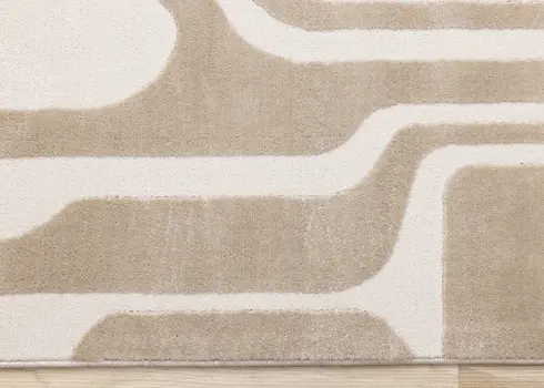 5' X 8' Cream And Beige Geometric Area Rug