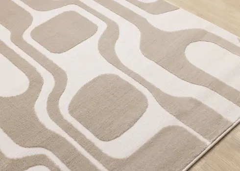 8' X 11' Cream And Beige Geometric Area Rug