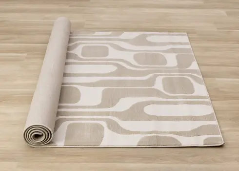 8' X 11' Cream And Beige Geometric Area Rug
