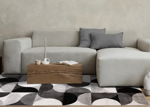 5' X 8' Gray And Black Geometric Area Rug
