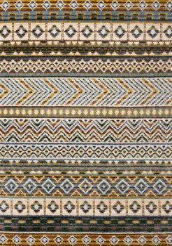 5' X 8' Cream And Blue Tribal Area Rug