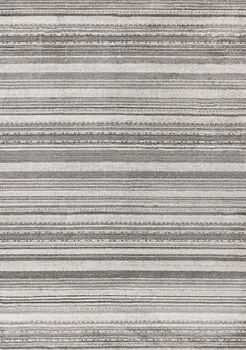 8' X 11' Gray And White Striped Area Rug