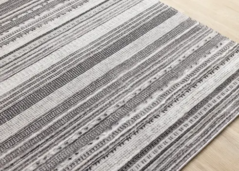 8' X 11' Gray And White Striped Area Rug