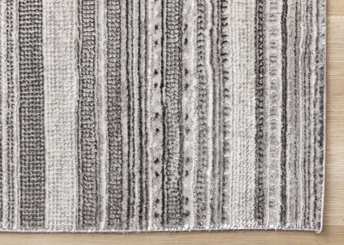8' X 11' Gray And White Striped Area Rug