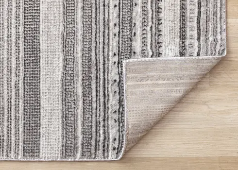 8' X 11' Gray And White Striped Area Rug