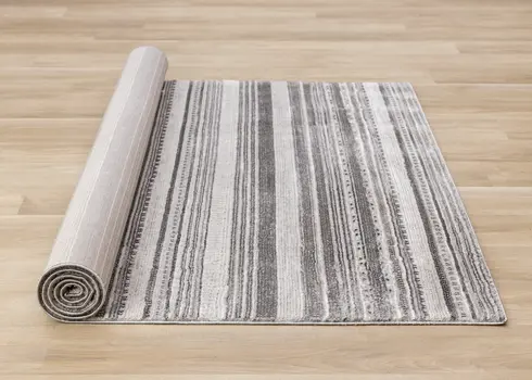 8' X 11' Gray And White Striped Area Rug