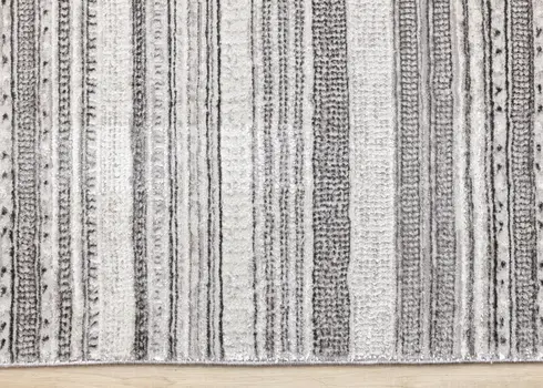 8' X 11' Gray And White Striped Area Rug