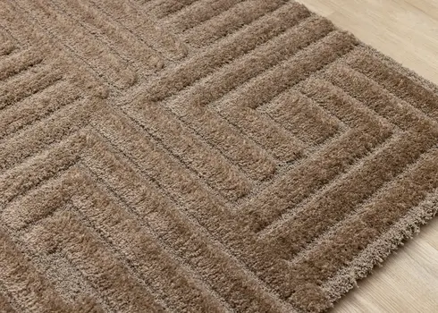 8' X 11' Dark Brown And Brown Geometric Area Rug