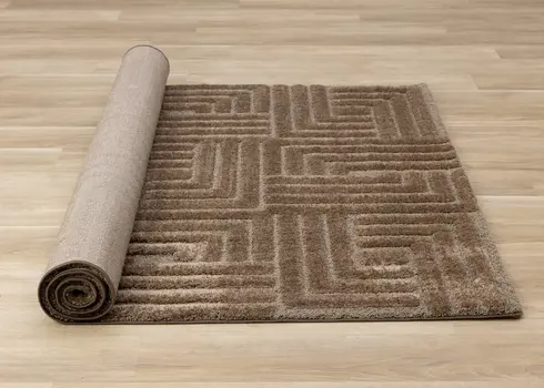8' X 11' Dark Brown And Brown Geometric Area Rug