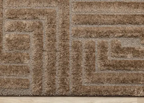 8' X 11' Dark Brown And Brown Geometric Area Rug