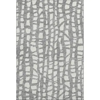 8' X 10' Gray And Ivory Cobblestone Washable Area Rug With UV Protection