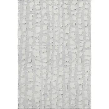 10' X 14' Silver And Ivory Cobblestone Washable Area Rug With UV Protection